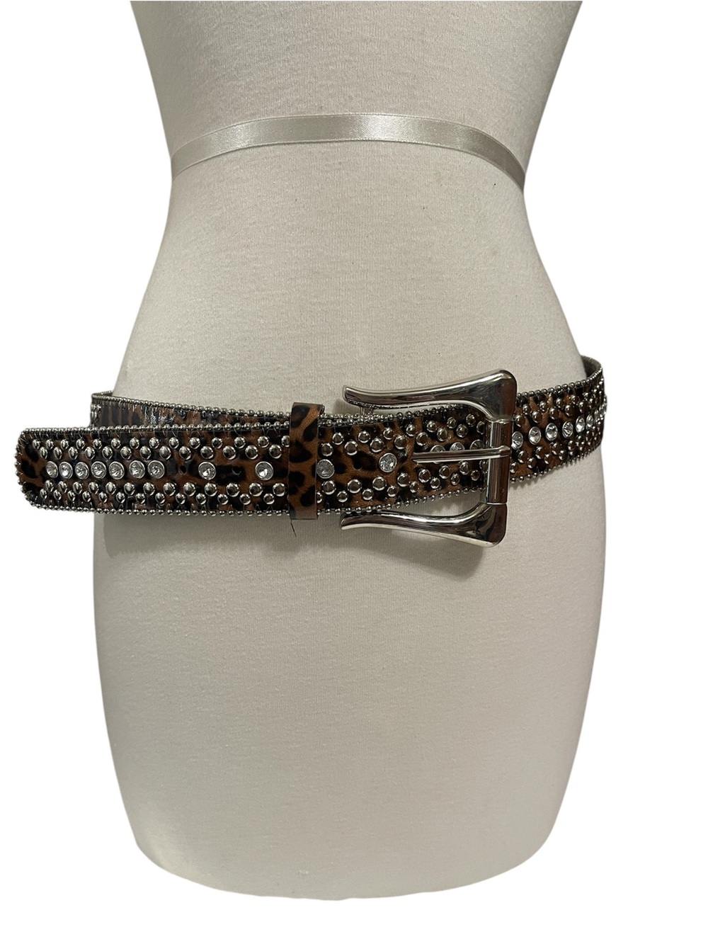 Studded & Bejeweled Leopard Print Waist Belt